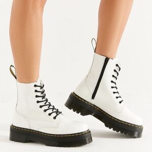 Dr. Martens Jadon Smooth White Leather Platform‎ Boots Size 6